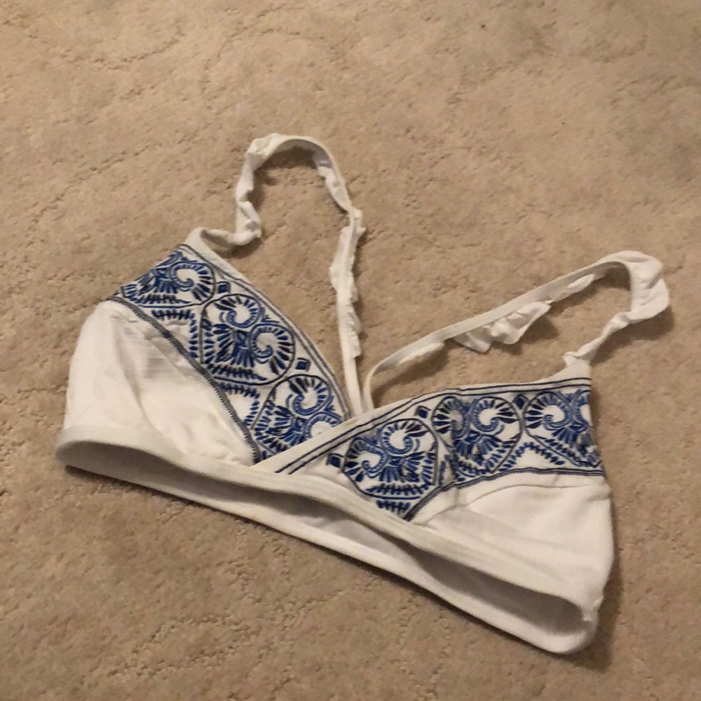 Roxy blue and white swimsuit top